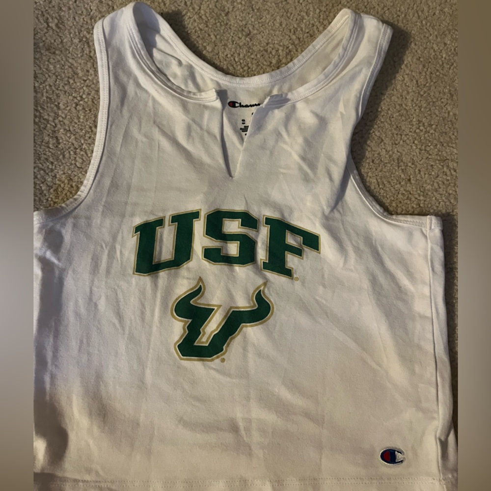 USF BULLS WHITE CHAMPION CROPPED TANK size SMALL